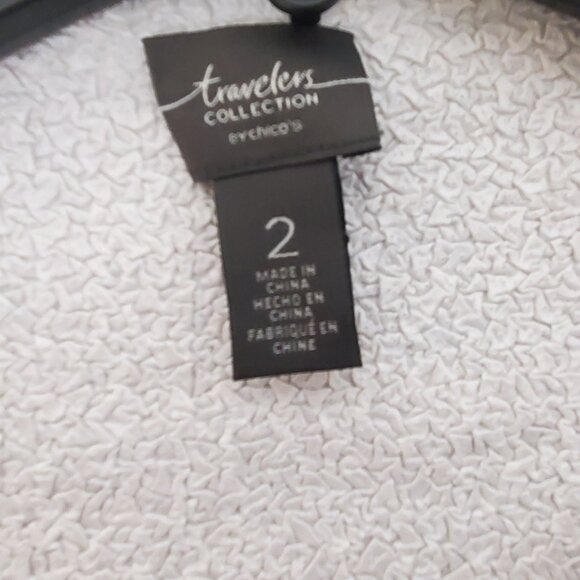 Women's Chico's White and Black Crepe Sweater - Travelers Collection Size 2 - Picture 3 of 4